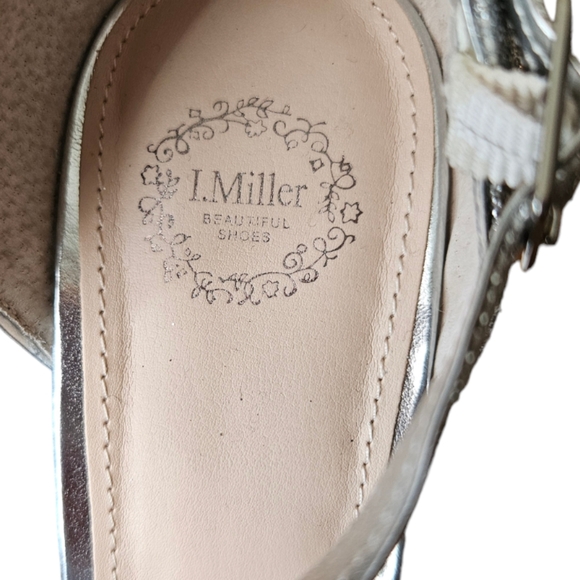 I.MILLER Silver Silver Sparkly Glitter Peep Toe Heel Women's Size 9M - Picture 6 of 8